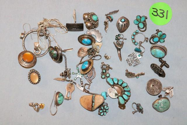 Group Sterling Silver Turq. Pins, Rings (1 of 1)