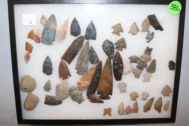 Frame of Assorted Points & Scrapers (1 of 1)