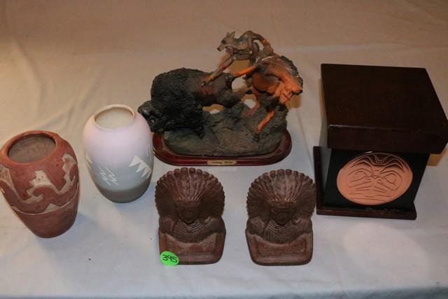 Buffalo Statue, 2 Pots (1 of 3)