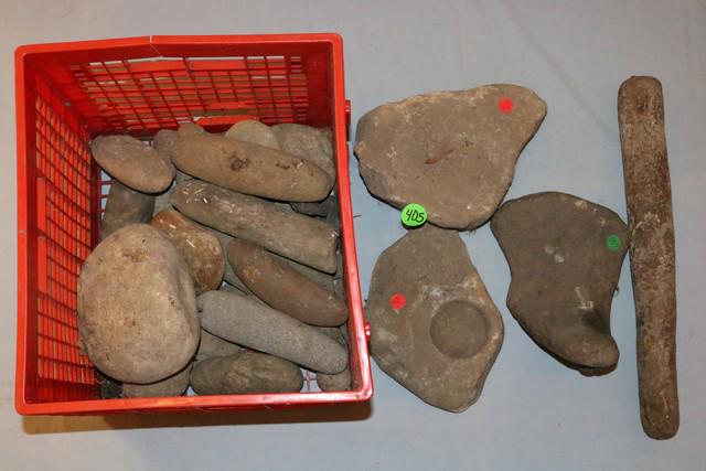 Box Lot of Stone Tools, Rollin Pestle (1 of 1)