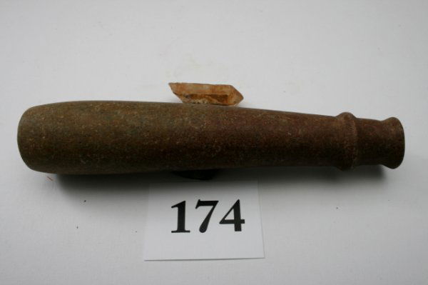 6 1/2" Steatite Tube Pipe: 6 1/2" Steatite Tube Pipe with crystal stopper San Augin Co. California