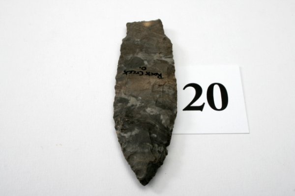 Paleo Stemmed Lanceolate Point: 3 5/8" Onondaga Chert Paleo Stemmed Lanceolate Point Rock Creek Ohio