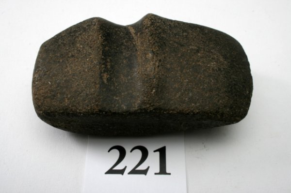 3/4 Grooved Axe: 4 3/8" Highly Developed 3/4 Grooved Axe found in Ohio by William Gardner who moved to Ark. and sold it to Dickinson in 1926