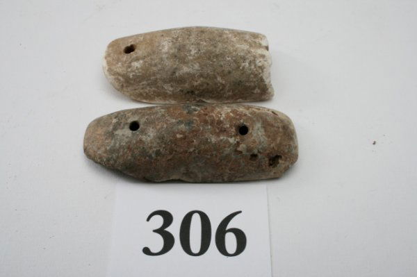 Two Galena Gorgets: Two Galena Gorgets both have damage largest 2 7/8"