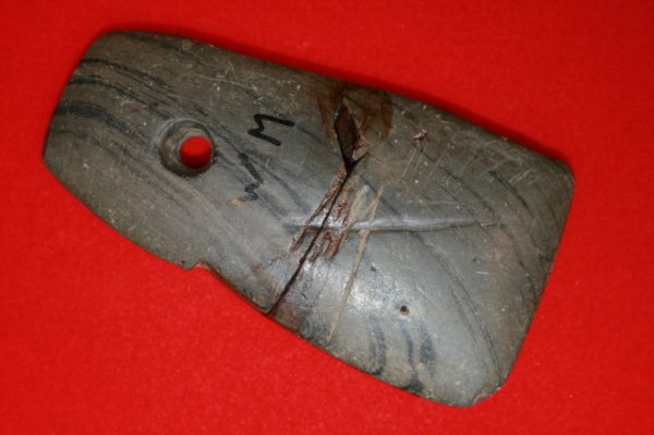 PENDANT: PENDANT, BANDED SLATE, 3 1/8", GROOVED BOTH FACES. GLUED