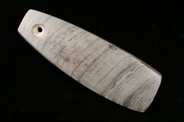 BELL PENDANT: BELL PENDANT, BANDED SLATE, 4 ½", KENT CO., MI.