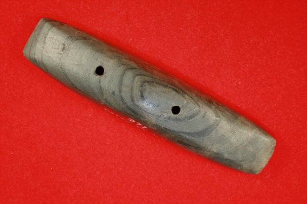 BOATSTONE: BOATSTONE, BANDED SLATE, 4 ¼", YATES CO., NY., EX-LOWN