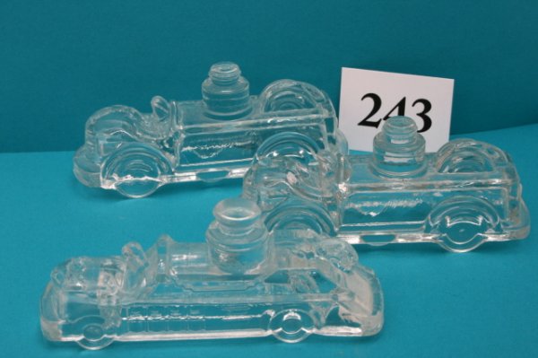 3 Fire Engine Candy Containers: n/pic - (3pcs)Fire Engine - " No. 11" - Cap chipped off - N/C Fire Engine - "No. 11" - N/C Fire Engine - "Miniature" - N/C