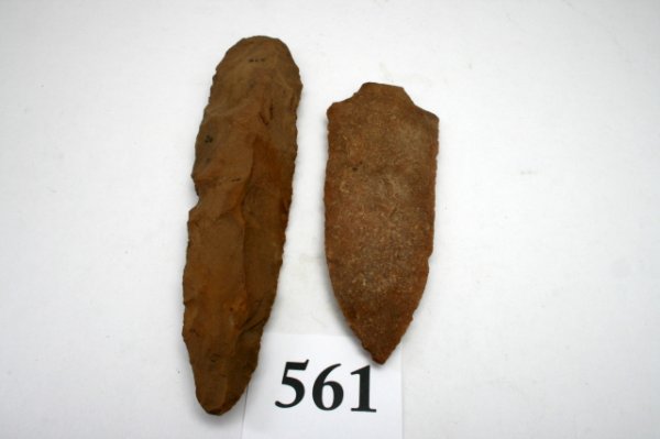 Flint Knife and Quartz Point: Flint Knife and Quartz Point – largest 7 1/4"