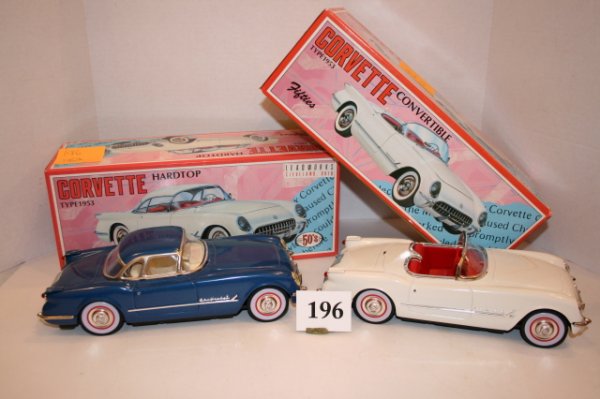 2 Japanese Tin Corvettes: 2 Japanese Tin Corvettes – 50's, 53 H.T./ Conv. – MIB