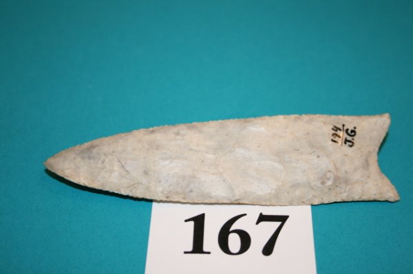 4 1/2" Paleo Sloan Dalton Point: 4 1/2" Paleo Sloan Dalton Point – Mason Co. Kentucky – ex. K.M. Hostetter Collection (small modern grinding at point but still nice)
