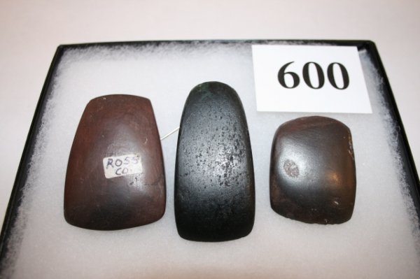 Three Ohio Hematite Celts: Three Ohio Hematite Celts – largest 2 5/8"