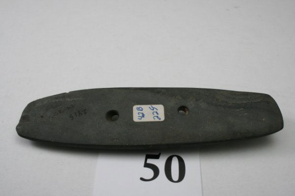 Hopewell Gorget: Hopewell Gorget (thin) 5 1/4" x 1 5/8" (chips on end) Licking Co. Ohio