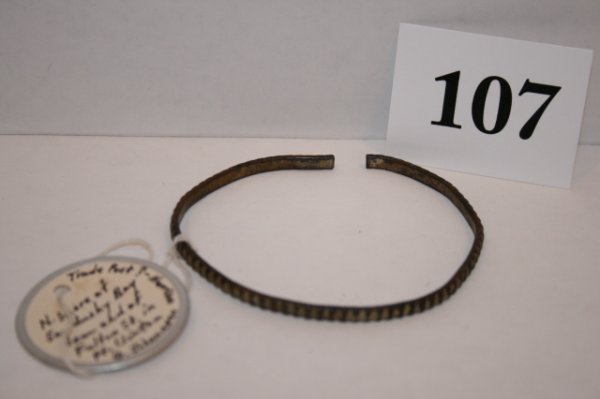 Brass Relief Carved Bracelet: Brass Relief Carved Bracelet 3" diameter found on Lockwood Site pictured on page 49 of Peterson Site Book