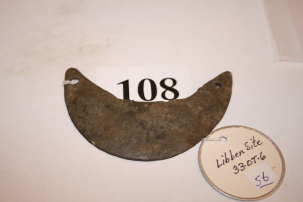 Metal Crescent Gorget: Metal Crescent Gorget – 4" pictured in Vietzen Book – From the Earth They Came From page 227, Lilbon Site on Portage River