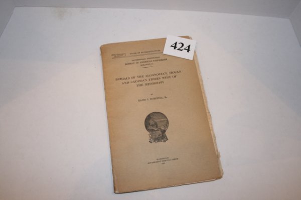 Book: Book – Burials Off the Alzonquian, Siouan & Caddoan Tribes West of the Mississippi – D. Busnell, Jr. copy 1927, 103 pages