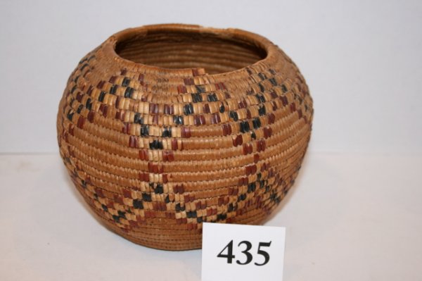 5" Thompson River Basket: 5" Thompson River Basket – Slight rim damage, polychrome