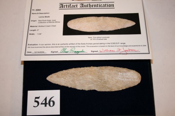 6 1/8" Lerma Blade: 6 1/8" Lerma Blade found by Sam Rockwell in The Red Rock Area of Marion Co. Iowa Has Jackson C.O.A.