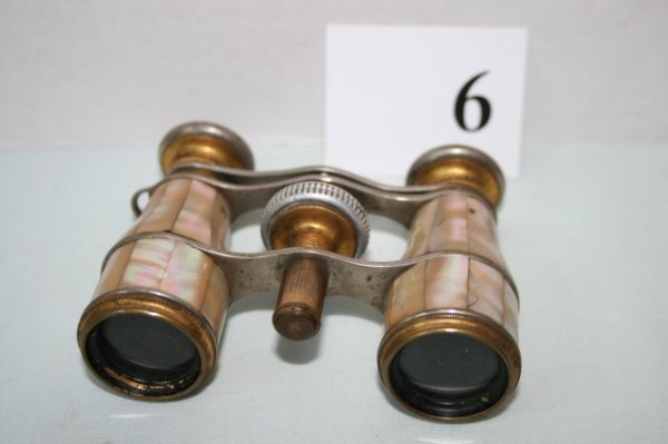 Pair of French MOP opera glasses: Pair of French MOP opera glasses-marked Paris-one little pc. of pearl missing