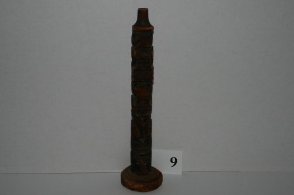 Wood Carved Totem Pole: 9 3/4" Wood Carved Totem Pole