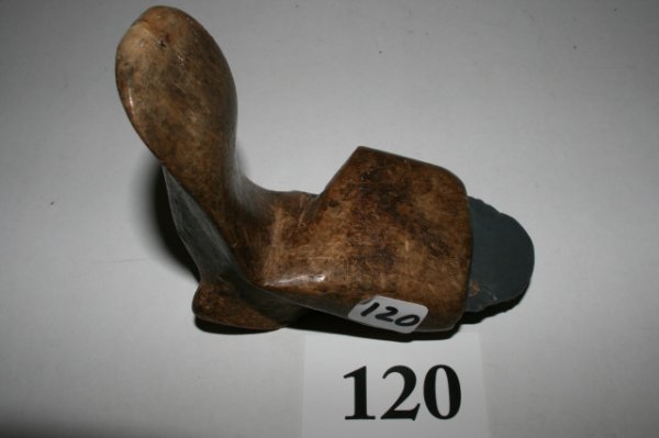 Carved Bone with Hafted Slate Scraper: 4" Carved Bone with Hafted Slate Scraper – Rare – Alaska