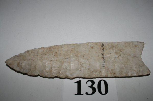 Sloan Dalton Point: 5 3/4" Burlington Chert Parallel Flaked Sloan Dalton Point – St. Louis Co. Mo. – Ex. Frank Moarast Collection – nice