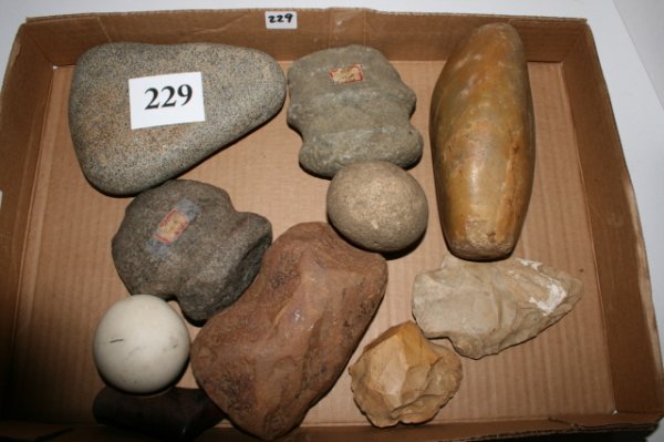 Ten Stone and Flint Tools: Lot of Ten Stone and Flint Tools – largest 6 1/2"