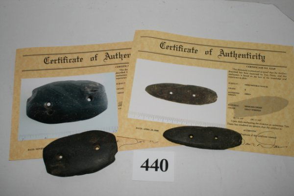 Two Ohio Gorgets: Two Ohio Gorgets – both a little rough but both have Davis C.O.A.'s largest 4 1/4"