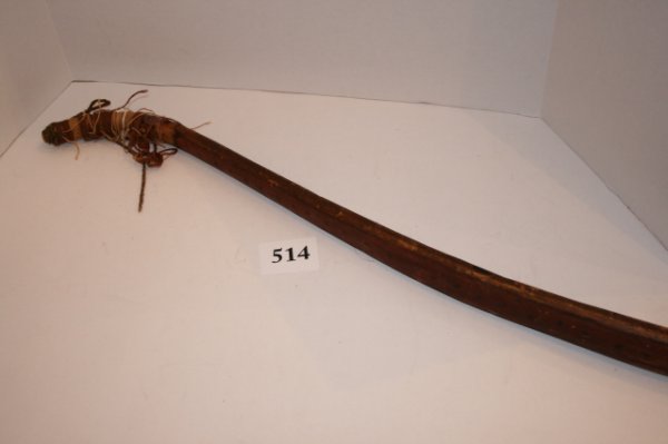 Painted Calif. Bow: 59 3/4" Red & Black Painted Calif. Bow probably Yokuts – age cracks, all original, one end broke, old string repair – reglued – circa 1860-1870's