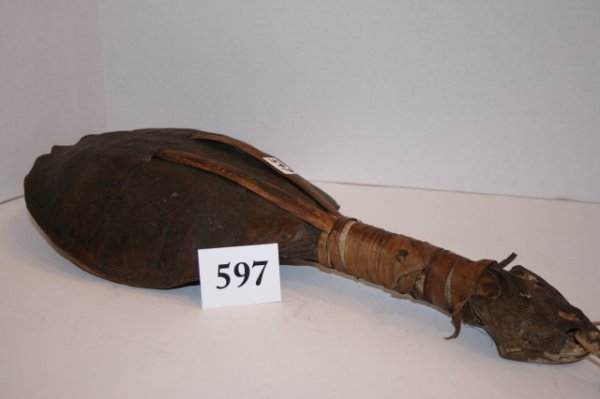 Wood Handled Turtle Rattle: 17" Carved Wood Handled Turtle Rattle – Iroquois