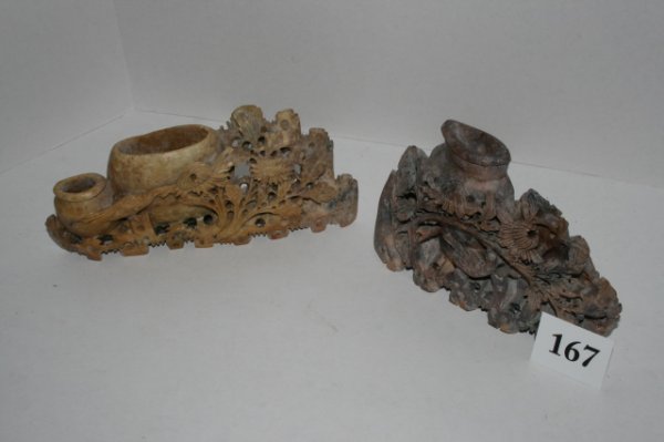 Two Chinese Soapstone carvings: Two Chinese Soapstone carvings