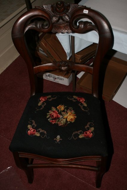 Victorian walnut chair: Victorian walnut chair with needlepoint seat cover (will not ship)