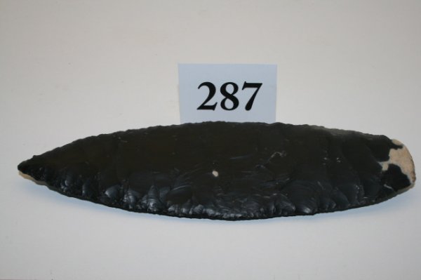 Mayan Leaf Blades: 7 5/8" x 2 1/8" wide One of the Finest Mayan Leaf Blades we have sold – Black Flint