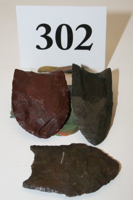 Three Paleo Points: Three Restored Paleo Points from New York – largest 2" – Ex. Martz Collection
