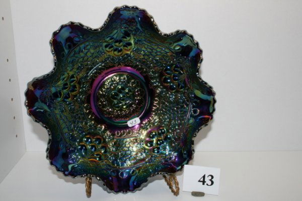 Carnival Ruffled Vase: 10" Fenton Amethyst Orange Tree Carnival Ruffled Vase