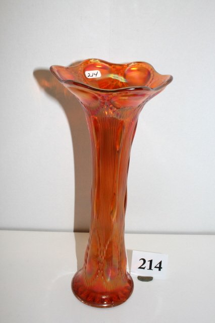 Swung Vase: 11 1/2" Marigold Carnival Swung Vase – Rib Design