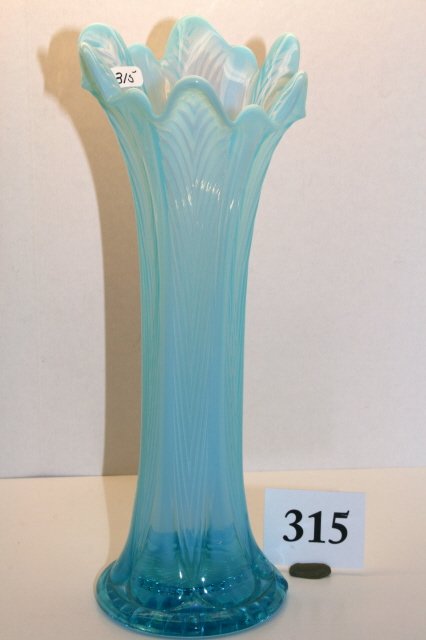 Blue Opal Swung Vase: 10 1/2" Blue Opal Swung Vase – Rib Pattern