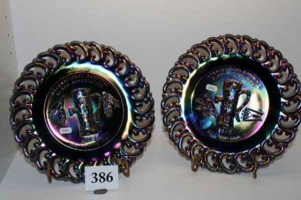 Amethyst Iridescent Pump Plates: ICGA 1973 Des Moines Ia & 1974 Columbus Ohio Amethyst Iridescent Pump Plates