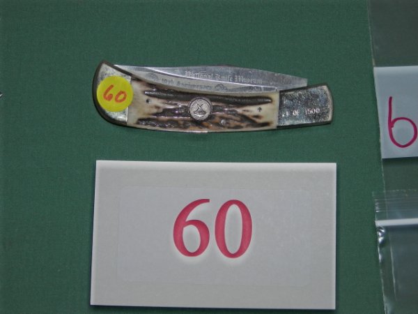KNIFE: Hen & Rooster NKM 10th Anniversary stag bolster lock, 4 5/8", mint