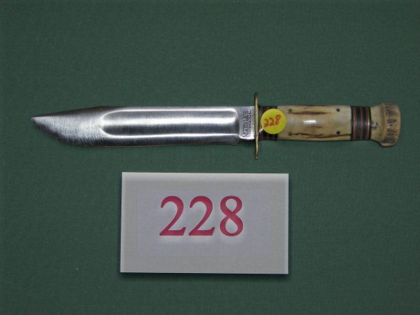 KNIFE: Marbles Ideal, 11" stag Hunting knife, no sheath. I believe this knife was on a display board, mint condition