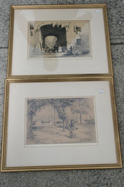 2 Pictures: 2 Pictures by Edgar Chahine – Boisde Boulogne, Paris & Courtyard Venice