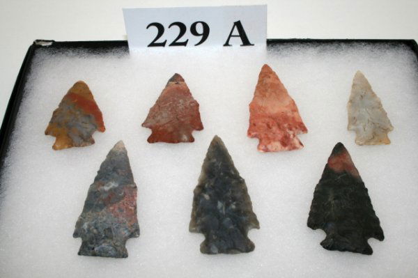 Seven Ohio Pentagonal Points: Seven Colorful Ohio Pentagonal Points – largest 2 5/16" – nice