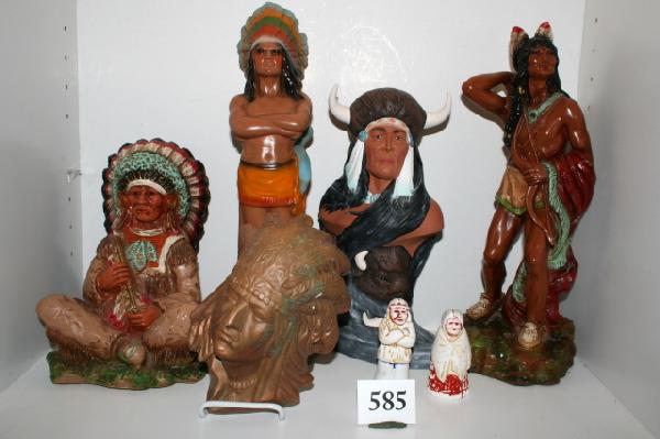 6 Items: 4 Plaster Indian Figures: 6 Items: 4 Plaster Indian Figures, Wall Plaques, 2 Small Plaster Indian Figures