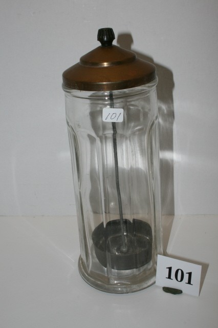 11 1/2" Glass Straw Dispenser with brass top: 11 1/2" Glass Straw Dispenser with brass top