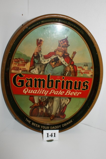 12 1/4" x 15 1/4" Gambrinus Beer by August Wagner : 12 1/4" x 15 1/4" Gambrinus Beer by August Wagner & Sons Brewing Co., Columbus Ohio – painted with picture of King holding Beer Glass