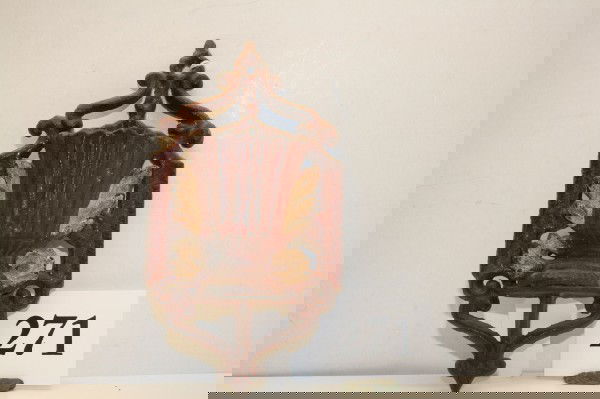 Cast iron Match Safe: Cast iron Match Safe – Red & White paint with urn design – paint worn