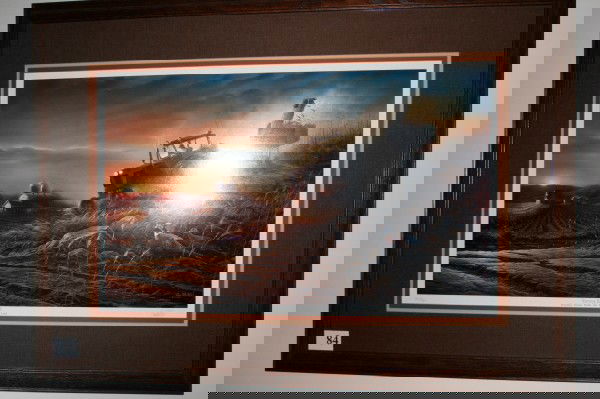 Terry Redlin Print: Terry Redlin Print 28 1/2" x 40" "Evening Harvest" - 1986