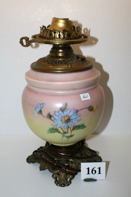 Gone with Wind Lamp Base: Gone with the Wind Lamp Base only – brass oil reservoir – electrified- hand painted – Daisy Design