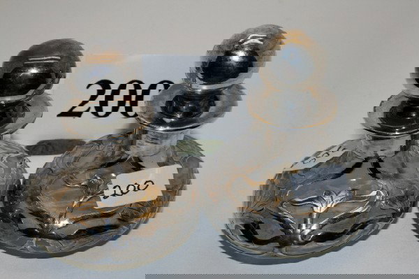 Pair Silver Overlay Perfume Bottles: Pair of 3" Silver Overlay Perfume Bottles