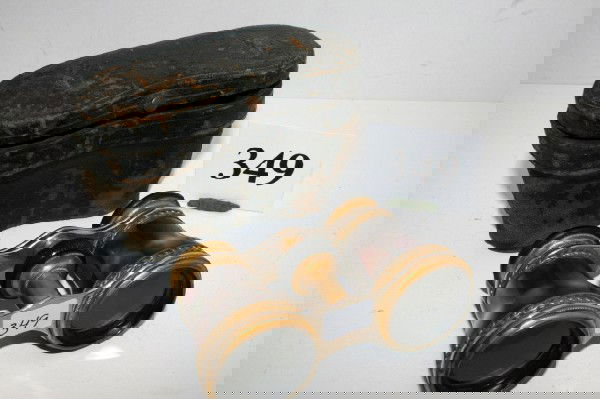 Opera Glasses: 2 1/2" Dark Mother of Pearl Opera Glasses in original case by Lemaire Ft. Paris